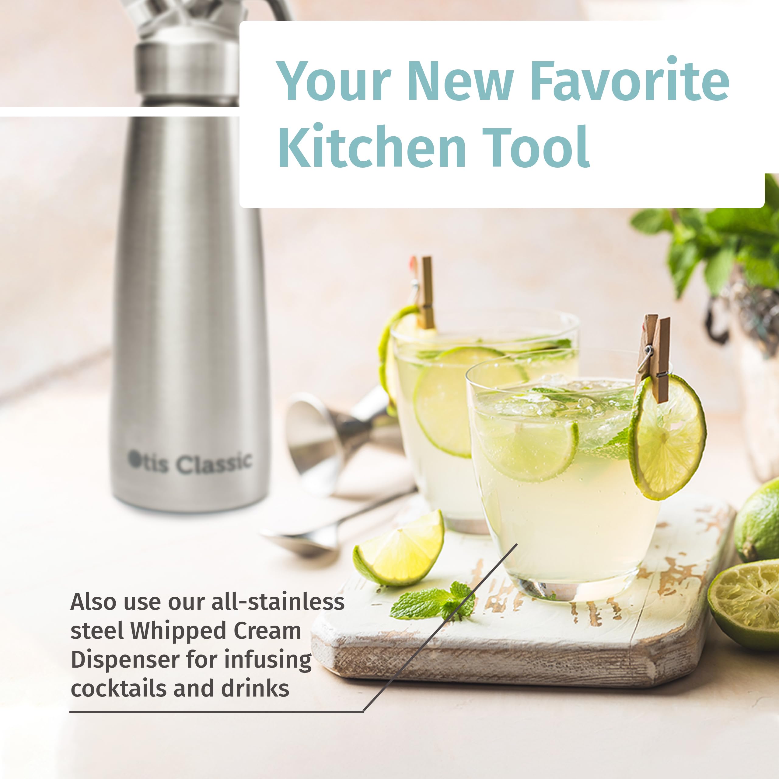 Whipped Cream Dispenser Stainless Steel - Cream Whipper - 1 Pint Large - Top Seller by Otis Classic