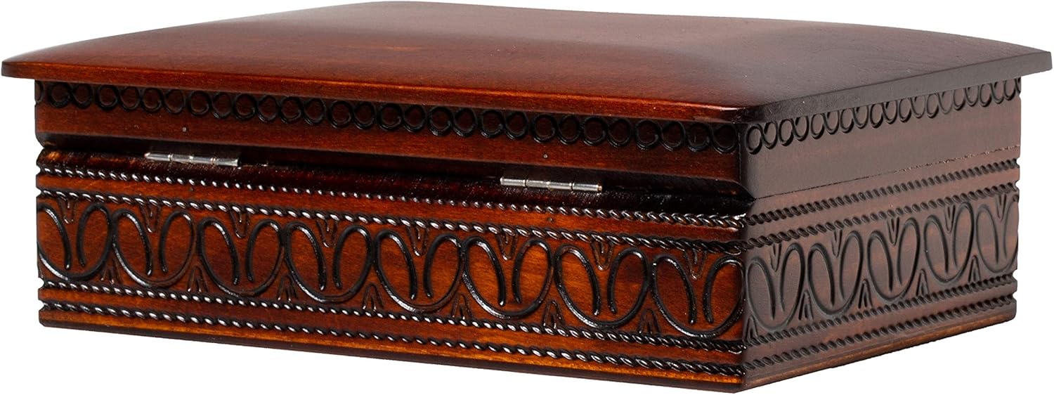 Artisan Owl Polish Handmade Large Elegant Slightly Rounded 9" Wooden Box for Keepsakes, Love Letters, Jewelry, and Specialty Items