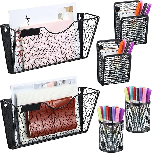 Geyoga Paquete de 2 soportes magnéticos para archivadores, paquete de 4 soportes magnéticos para lápices, soporte magnético para archivos,