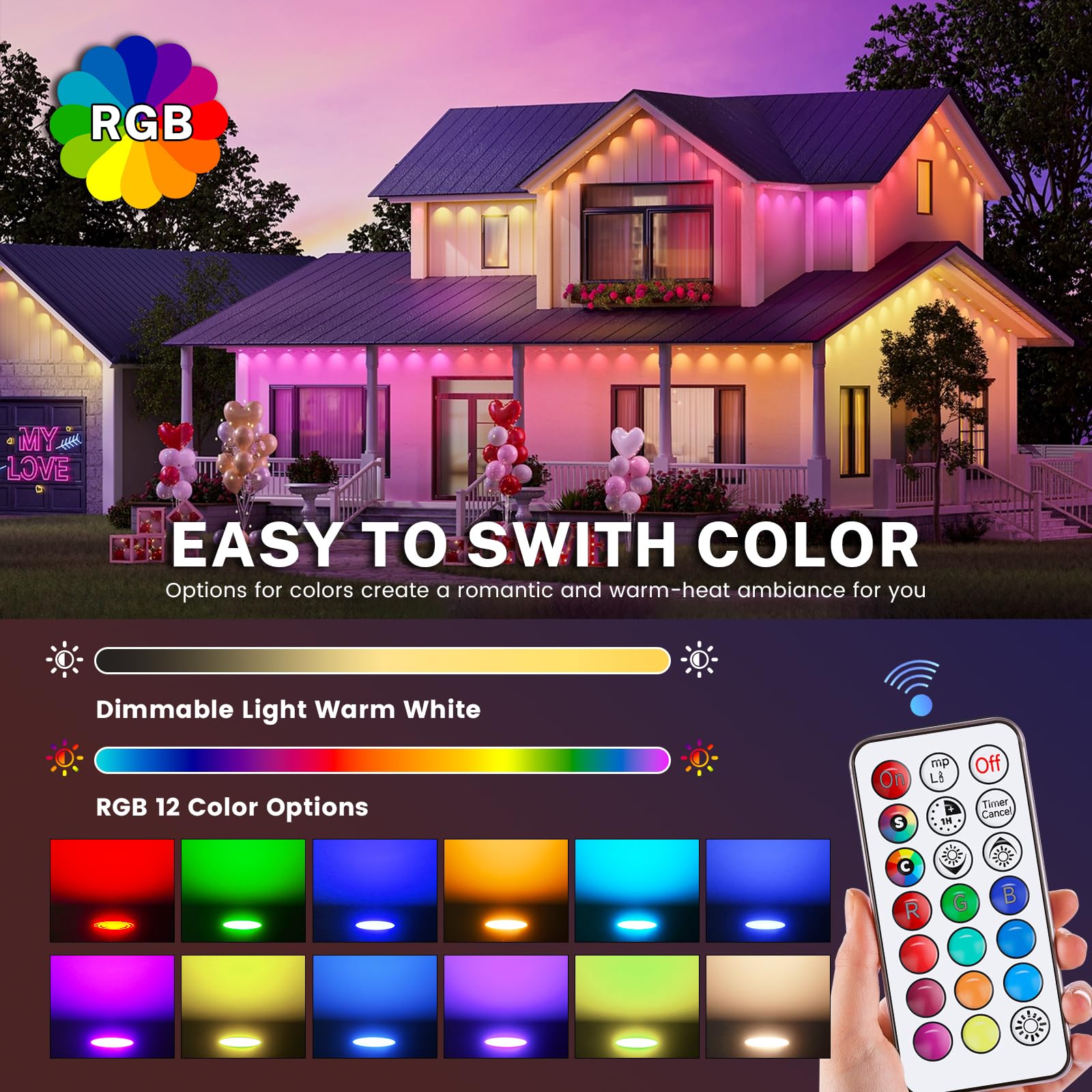 Liuyife 4 Pack 5W GU10 Dimmable Multicolor LED Spotlight, Color Changing Bulb with Remote Control, Beam Angle 120° - Image 4