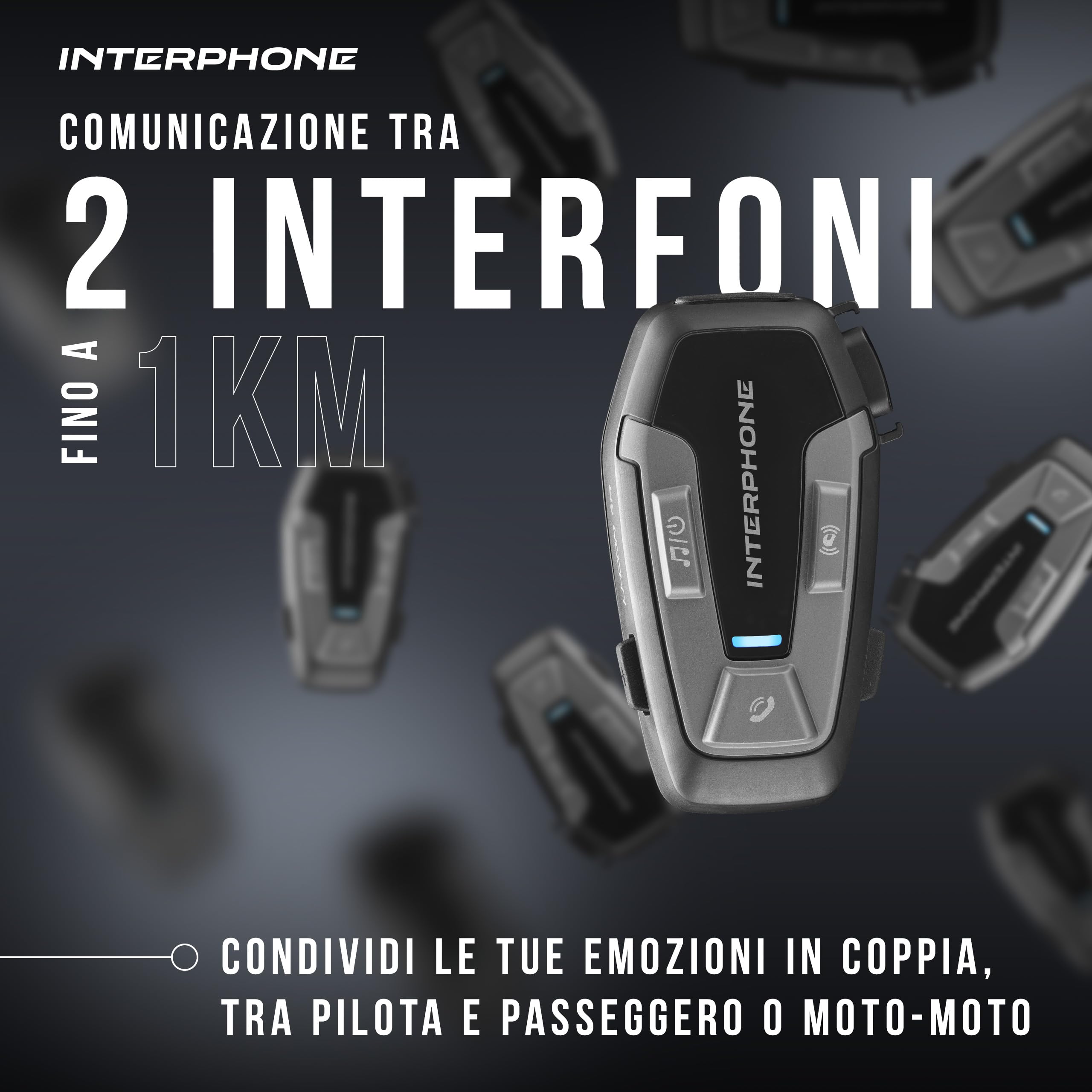 INTERPHONE U-Com6R Interfono Moto Bluetooth 5.2 Rimovibile Batteria 15 ore Autonomia 1 Km Compatibile TFT GPS Impermeabile Speaker 32mm