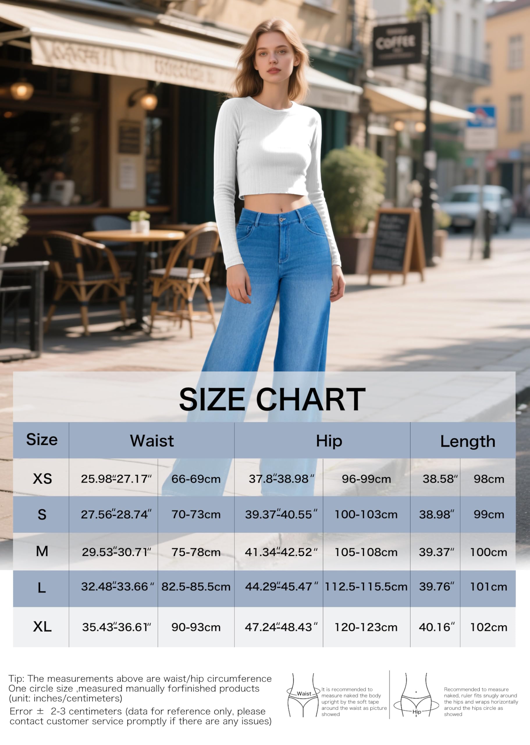 LaiEr Jeans à Jambe Large pour Femmes,avec Design Classique de Devant à Bouton et Fermeture éclair,Coupe Ample,Pantalon en Denim à Haute élasticité adapté
