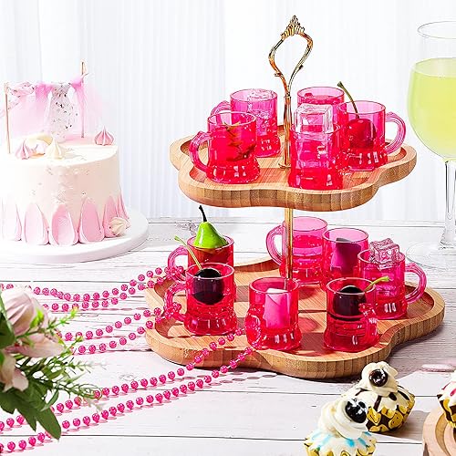 Miniatura 3 de 20 vasos de chupito de San Valentín en collar de cuentas, vasos de chupito de plástico reutilizables de 1 onza con asa para adultos, adolescentes,