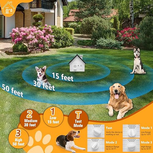 Miniatura 3 de Dispositivo antiladridos, dispositivos de control de ladridos de perros con detección automática, caja de ladridos ultrasónica de 4 frecuencias para