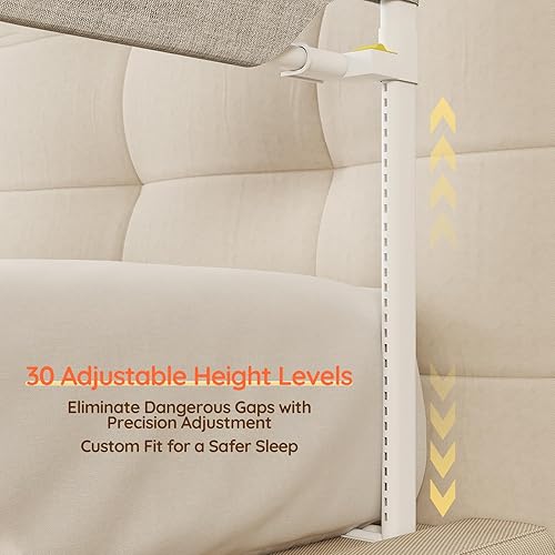 Miniatura 6 de Riel de cama tamaño King paquete de 3 rieles de cama con bloqueo de seguridad, barandillas ajustables para bebés y niños pequeños (78.7 x 78.7 x