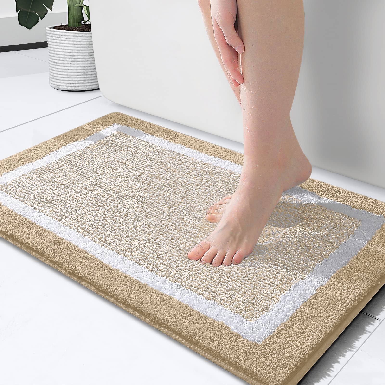 smiry Microfiber Non-Slip Bath Mats for Bathroom Extra Soft Absorbent Bathroom Mats Rugs