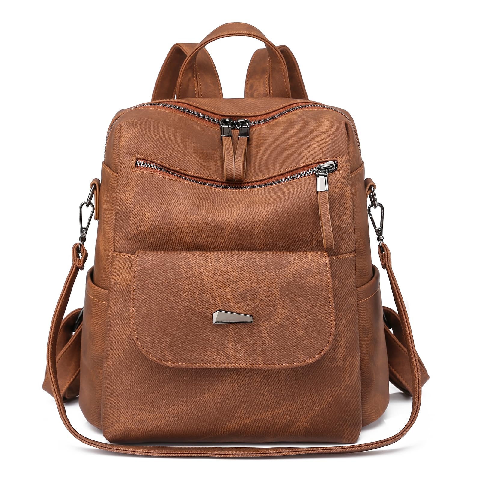 Sac a dos PU cuir femme, Sac à dos antivol femme elegant leger Deux en un décontractées, Multifonctions sac à dos femme chic pour Voyage et Travail