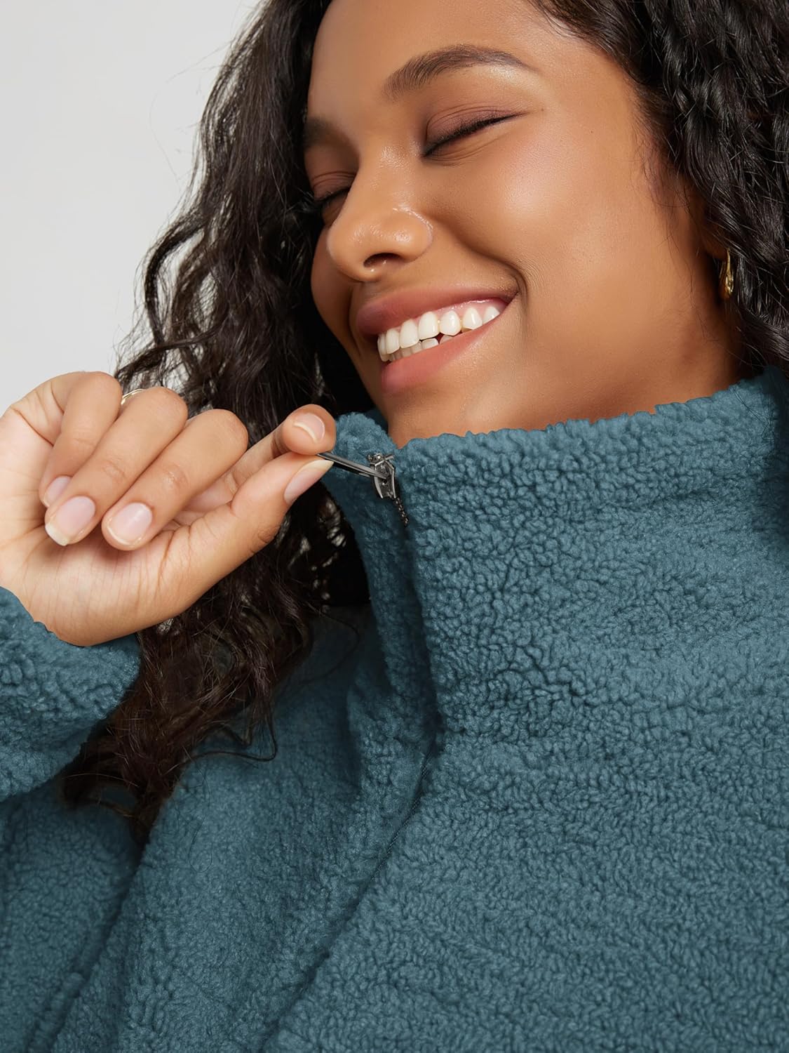 ODODOS Women's Sherpa Fleece Full-Zip Jacket Long Sleeve Coat Soft Warm Cinchable Outerwear with Pockets - Image 5