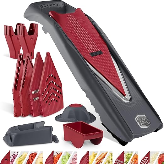 Mandoline Slicer Vital (Profi Set) • Vegetable Slicer with Stainless Steel V-Blade & Dressing Function • 12 Cutting Styles • For Slices, Zoodles, Strips, & Dices in Various Thicknesses