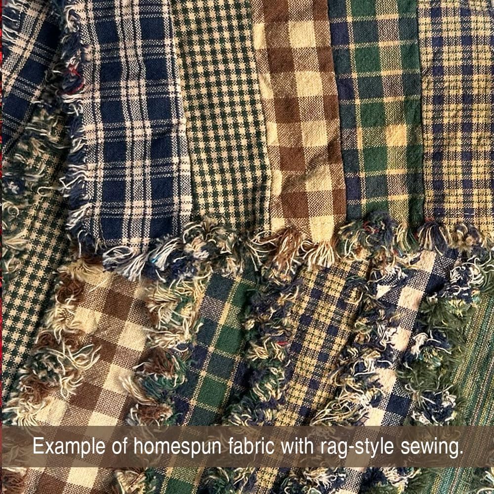 Cozy Blue & Green Plaid Homespun Cotton Fabric 22 pc 2.5" X 44" Precut Strips (Jelly Roll) by JCS