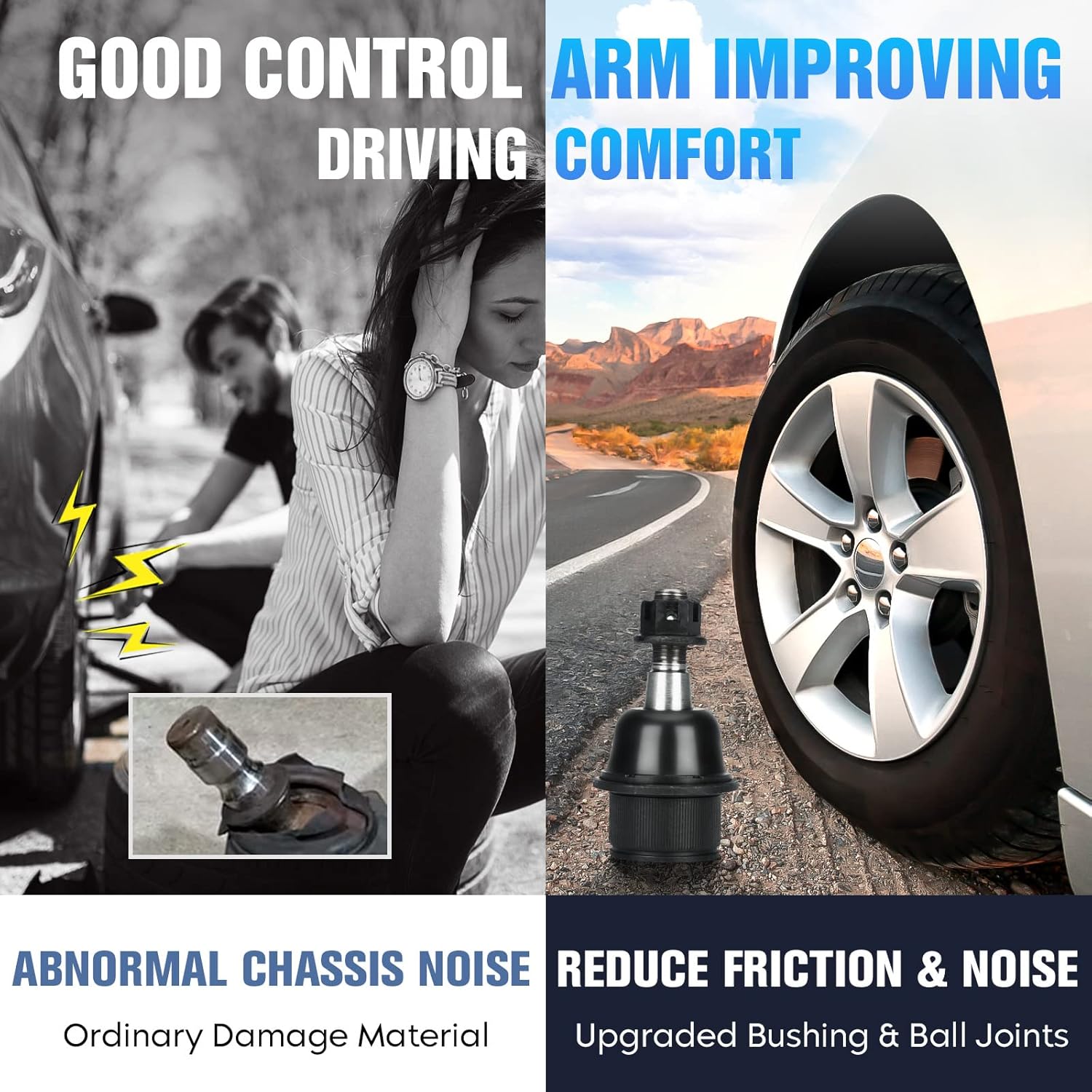 Front Lower Control Arm Support Bracket Suspension Kit Fit for Chevrolet Trailblazer, Fit for GMC Envoy 2002-2009, Fit for Buick Rainier 2004-2007, Bravada 2002-2004, with Ball Joint - 4 pcs