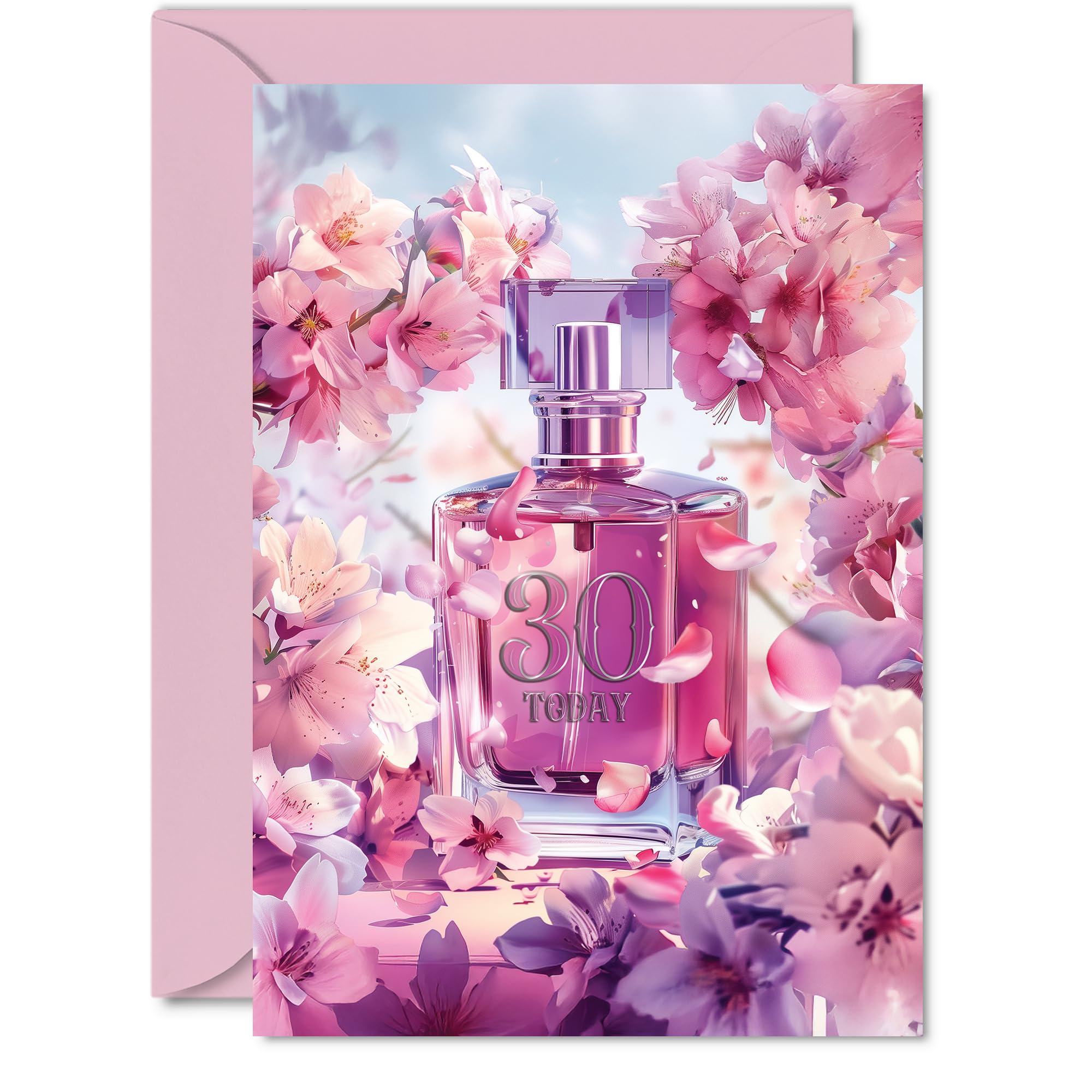 30th Birthday Card for Women - Fabulous Floral Perfume Bottle - Happy Birthday Cards for 30 Year Old Woman, A5 Female Bday Greeting Cards