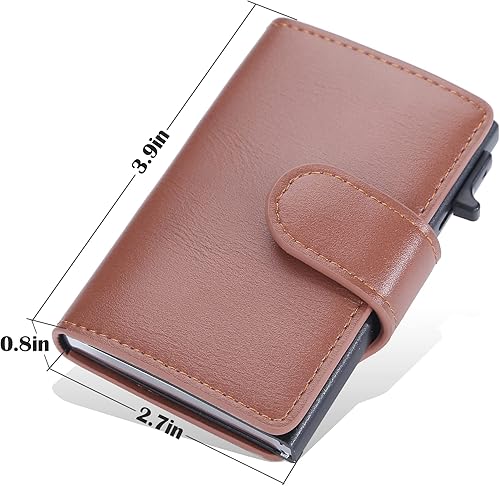 Miniatura 6 de Cartera minimalista para hombre, bolsillo frontal, delgada, con bloqueo RFID, tarjetero para tarjetas de crédito, protector de tarjeta desplegable