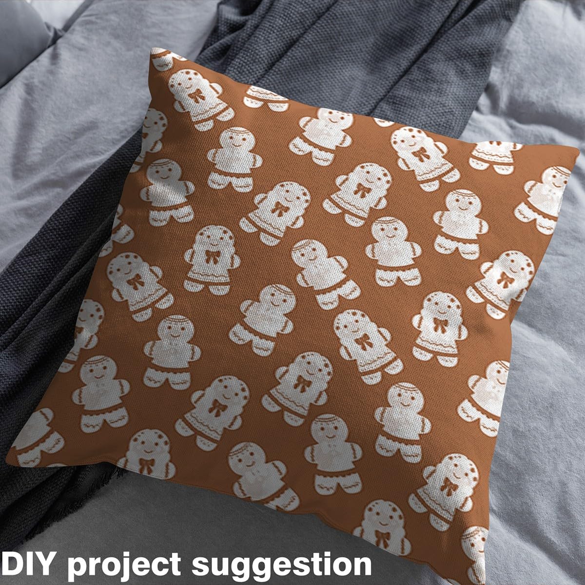Homemissing Weihnachten Stoff Meterware Ingeberbrot Mann Stoff 460x150cm für Nähen Crafting Süß Kawaii Bogen Stoffpaket Dekor für Zuhause DIY Nähmuster Handwerk Polsterstoff Wasserdichter