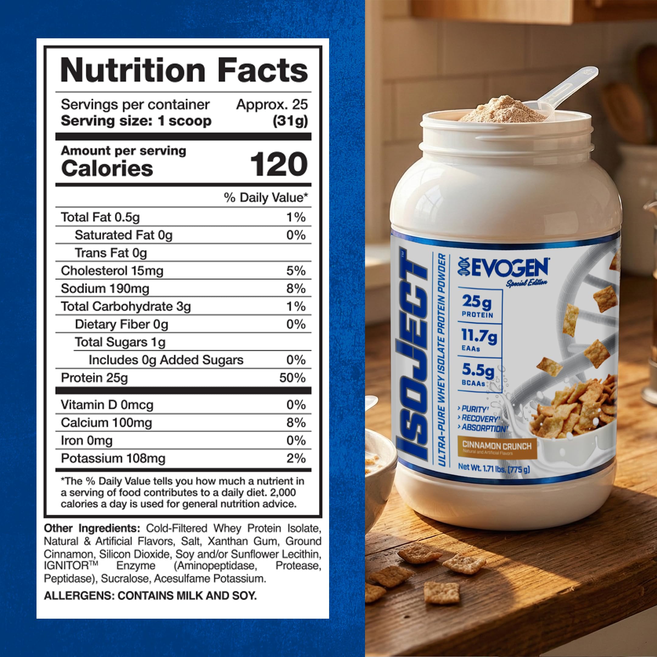 Amazon.com: Evogen Isoject Whey Protein Isolate | Cinnamon Crunch