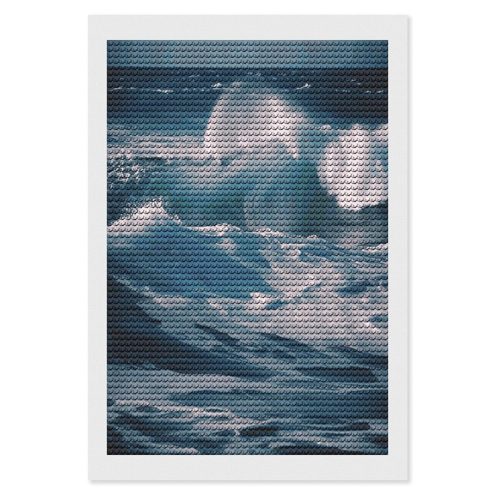 FekiLoot Ocean Waves Diamond Art Kits for Adults Diamond Painting Kits for Beginners DIY Diamond Art Kits Round Full Drill Diamond Dot Gem Painting for Home Wall Decor Gift 8"x12"
