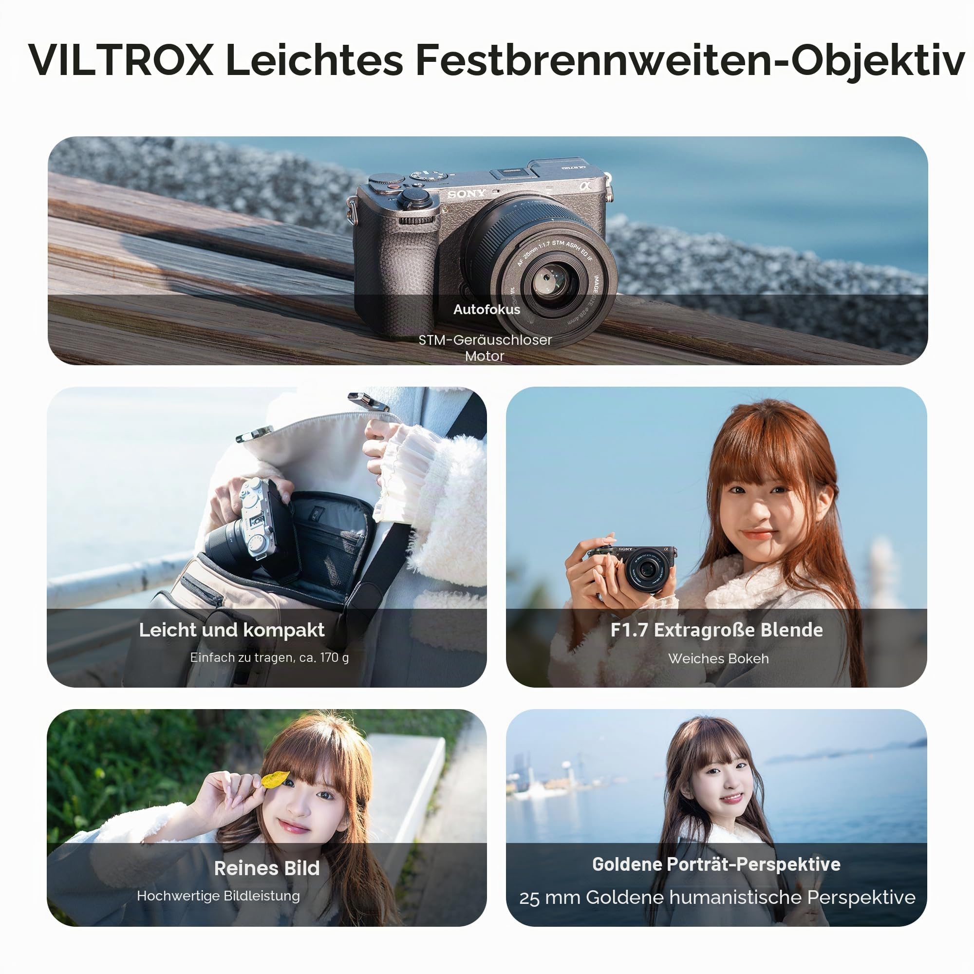 VILTROX AF 25mm F1.7 Air E Objektiv für Sony E-Mount, f/1.7 APS-C Autofokus Festbrennweite, kompatibel mit spiegellosen Sony E-Mount Kameras ZV-E10 II, EV10, a6700, a6600, a6400, a7c II, a7rv, a7iii