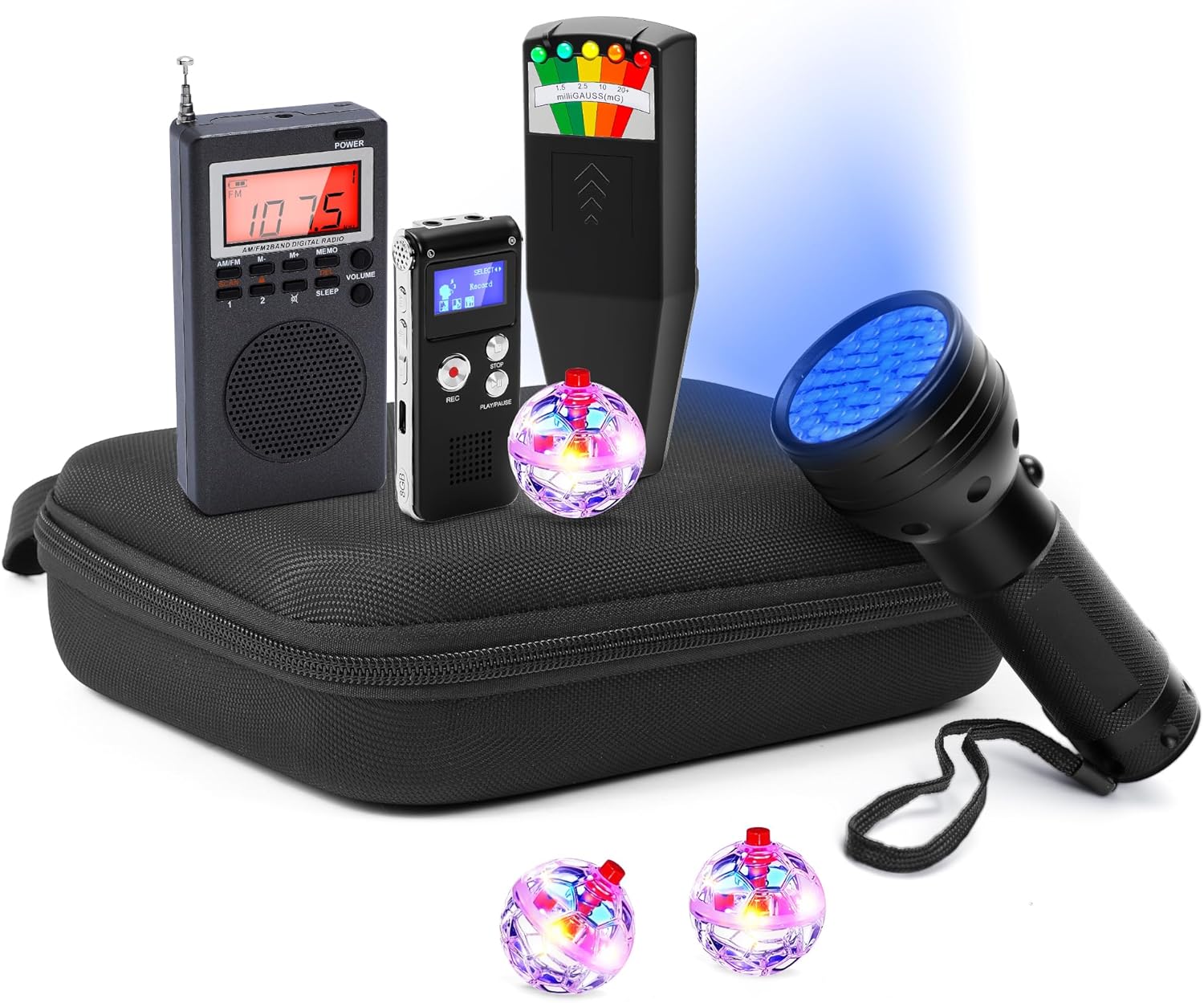 Professional 8 Pcs Ghost Hunting Equipment Kit, All-in-One Ghost Hunting Kit for Paranormal Research, Complete Ghost Investigation Equipment with EMF Meter, Spirit Box & Recorder