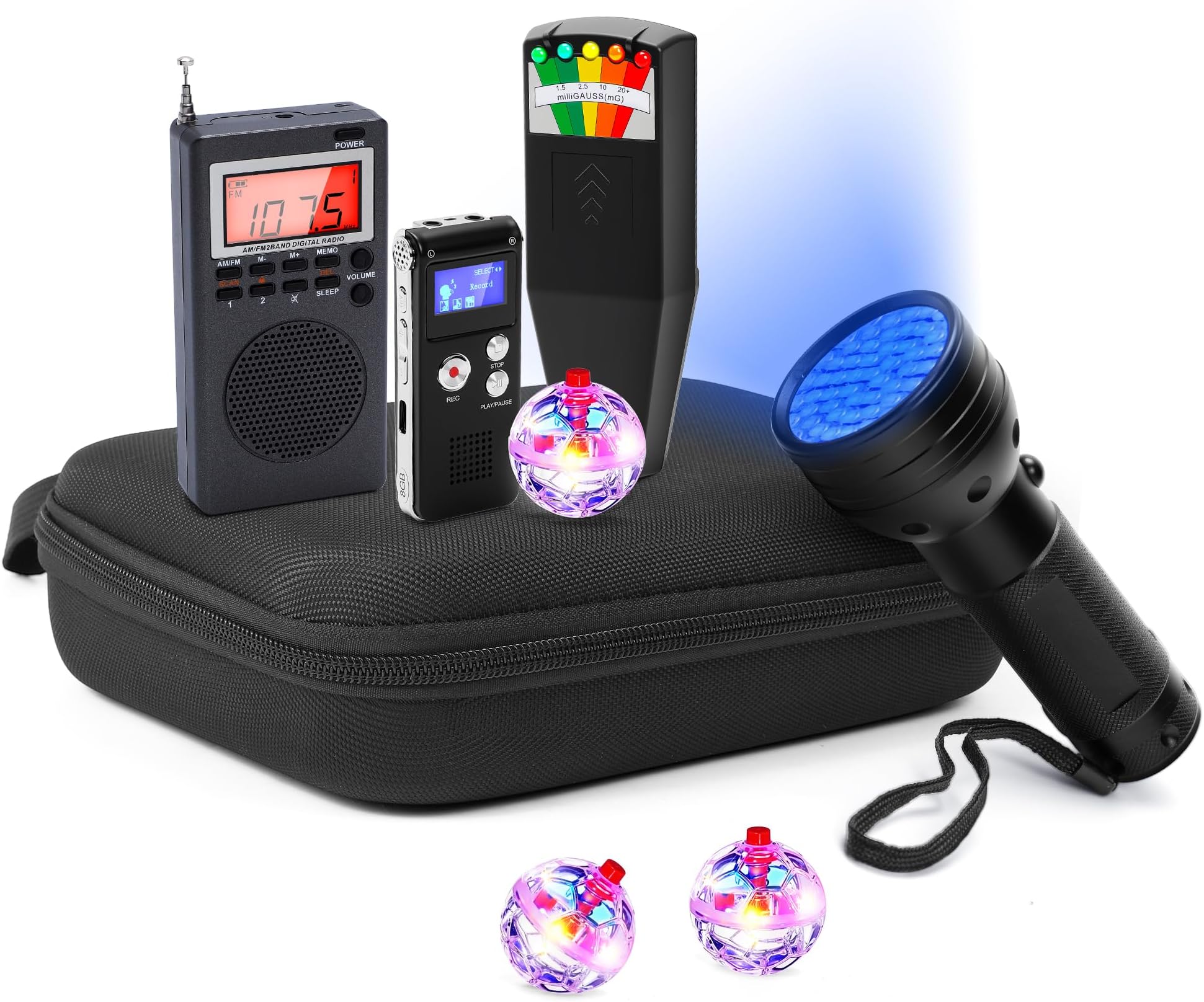 Professional 8 Pcs Ghost Hunting Equipment Kit, All-in-One Ghost Hunting Kit for Paranormal Research, Complete Ghost Investigation Equipment with EMF Meter, Spirit Box & Recorder