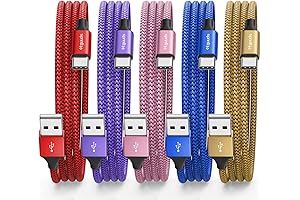 Premium USB C Cable 3ft in Bold Colors, 5-Pack Fast Type C Charging Cords