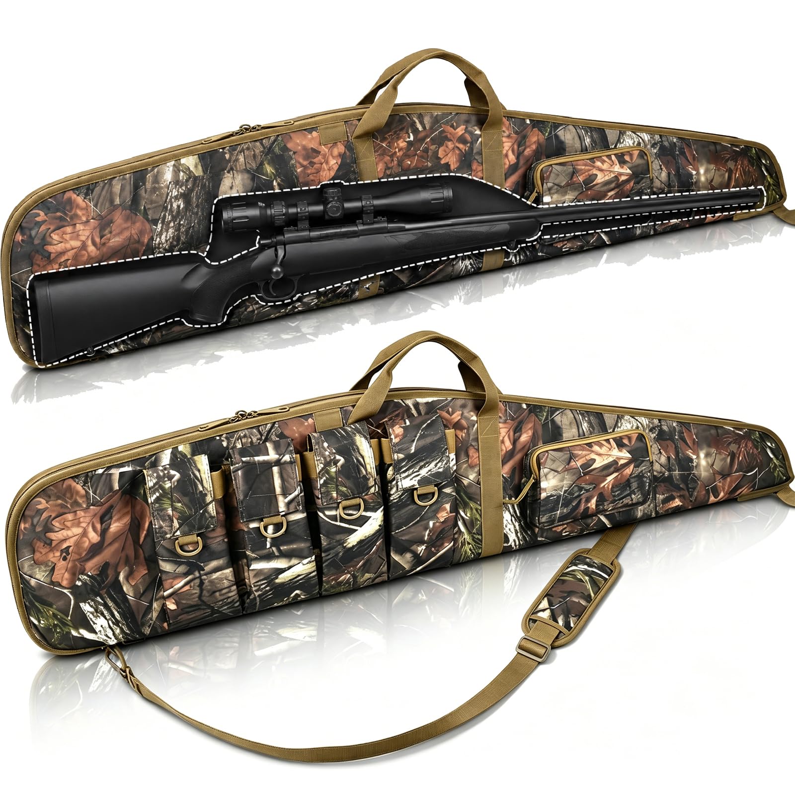 Fundas Soft-Rifle-Cases para pistolas para escopetas bolsa de rifle larga con bolsa de soporte para revista múltiple, almacenamiento y transporte de correa de hombro antideslizante ajustable
