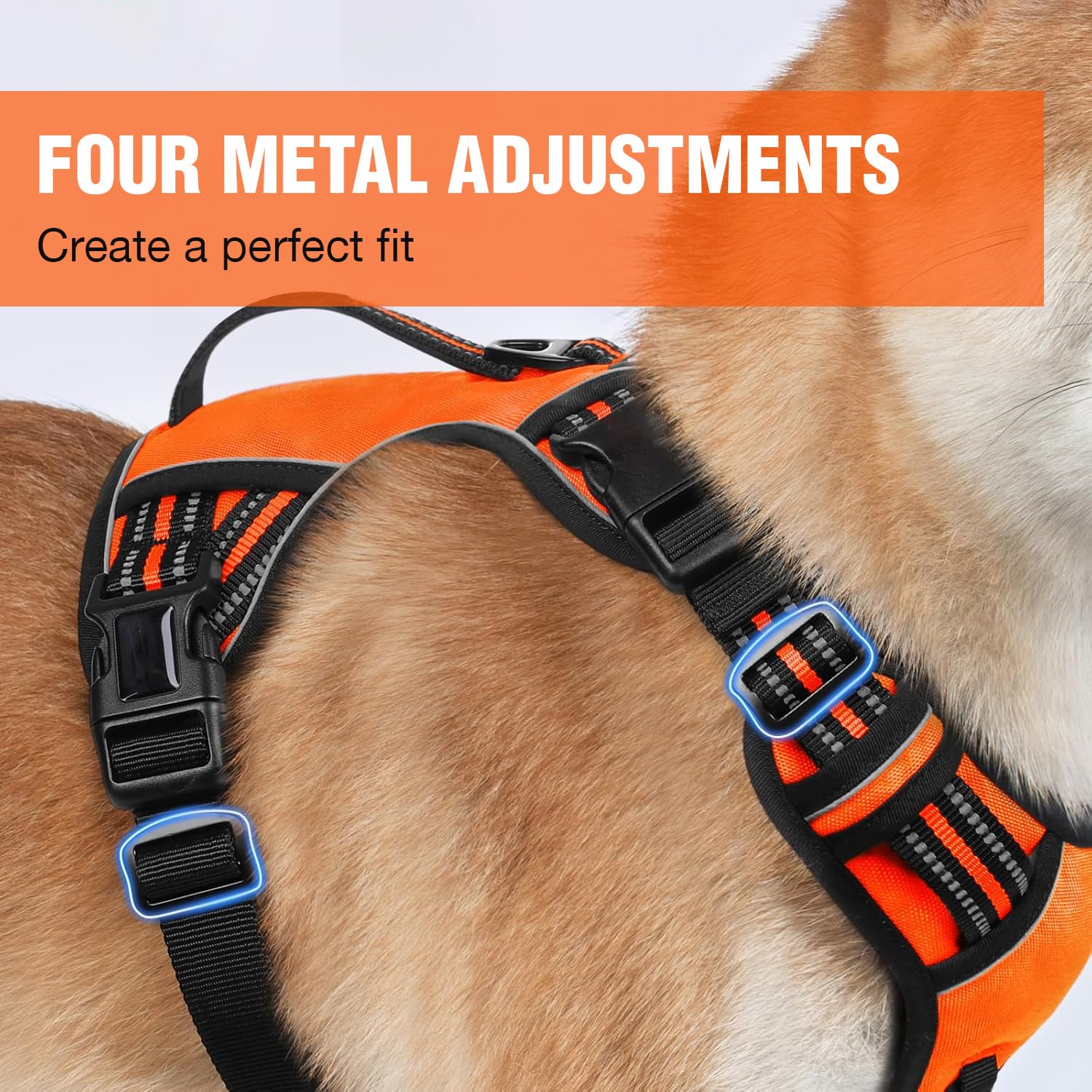 Lyrovo Arnés ajustable sin tirones con correa para perros pequeños, medianos y grandes, reflectante, transpirable, cómodo arnés de chaleco para entrenamiento y pasear (naranja, talla S (4-13 kg)