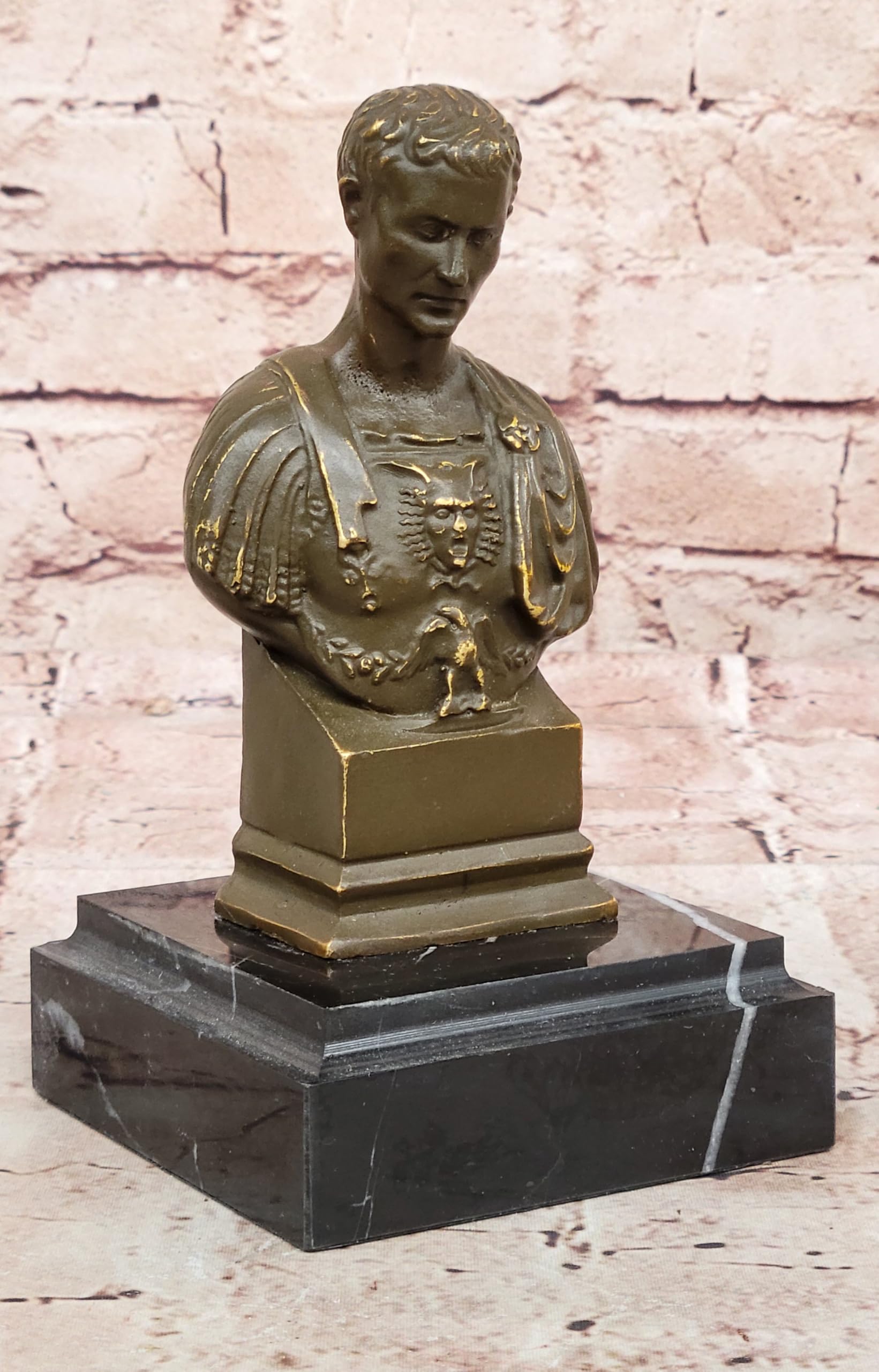 Historic Caesar Bronze Sculpture by Fisher Hand Made Bust Figurine Classical Decor Decor Artwork Deal Gift by Classy Bronze
