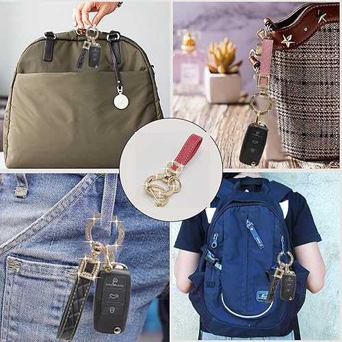 Miniatura 6 de Daemson Llavero de cuero de microfibra para automóvil, llaveros de diamantes brillantes para mujer, soporte universal para llave de automóvil con