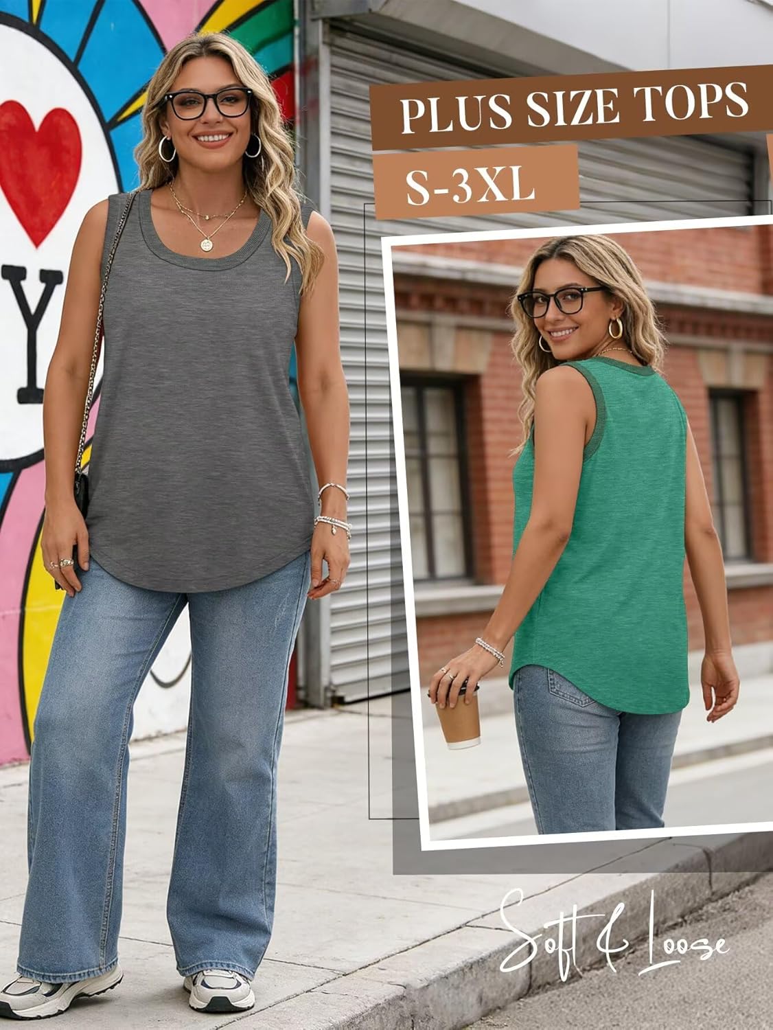 Bliwov 2 Pack Womens Tank Tops Scoop Neck Summer Sleeveless Shirts 2026 Spring Fashion Beach Vacation Loose Workout Clothes - Image 3