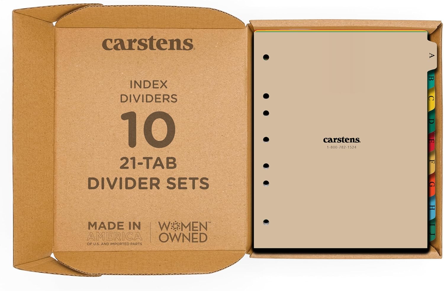 Carstens Heavy Duty Plastic Alphabet Divider Set, 21-Tab, Multi-Color, for Side-Opening 3-Ring Binders, 1 Set