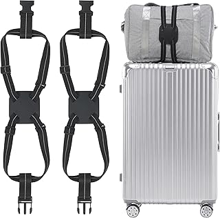 Travelkin Luggage Straps - Bungees for Suitcases, Add a Bag, Travel Bag Bungee Belt for Luggage Carry On (Black 2 Pack)