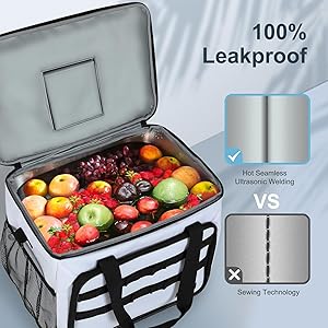 ZAKEEP Soft Cooler Bag, 30 Cans Collapsible Cooler with Adjustable Shoulder Straps, White Ice Chest for Camping, Beach, Hiking, Picnic