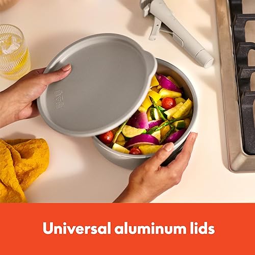 Miniatura 7 de BELLA - Juego de 8 piezas de utensilios de cocina, menaje de cocina Fits-anywhere con revestimiento antiadherente EverGood de cerámica, mangos