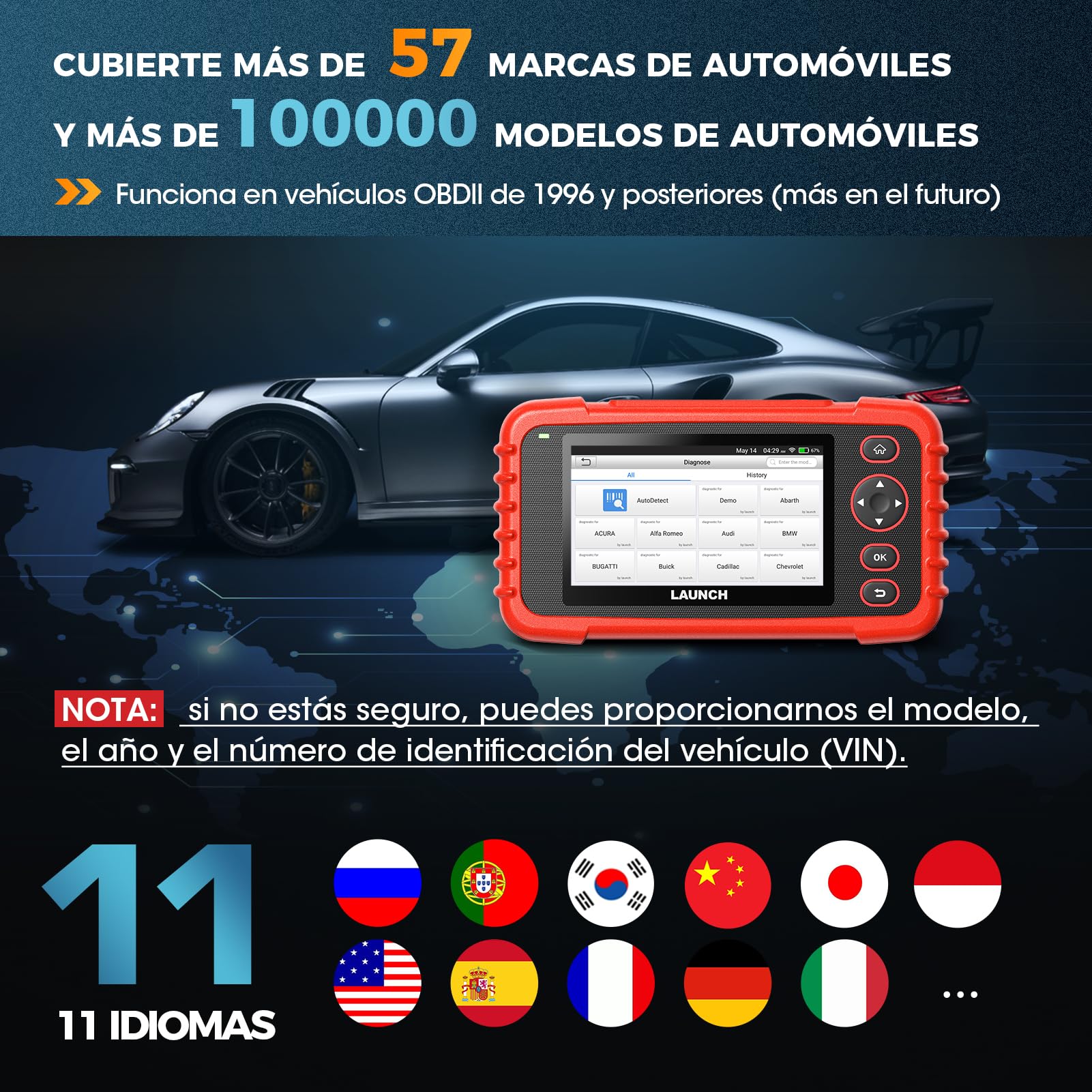 LAUNCH CRP123X V3.0 - OBD2 Diagnosis Coche Multimarca Profesional - Escáner 4 Sistemas, Reset EPB/DPF/Aceite, SAS/BMS/TPMS, Test de Batería, Lectura Vin con ACTUALIZACIONES Gratis DE por Vida