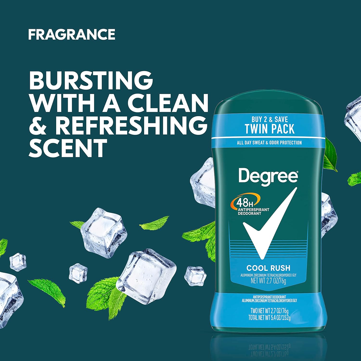 Degree Men Original Antiperspirant Deodorant 48-Hour Sweat & Odor Protection Cool Rush Antiperspirant For Men 2.7 oz Twin Pack : Beauty & Personal Care