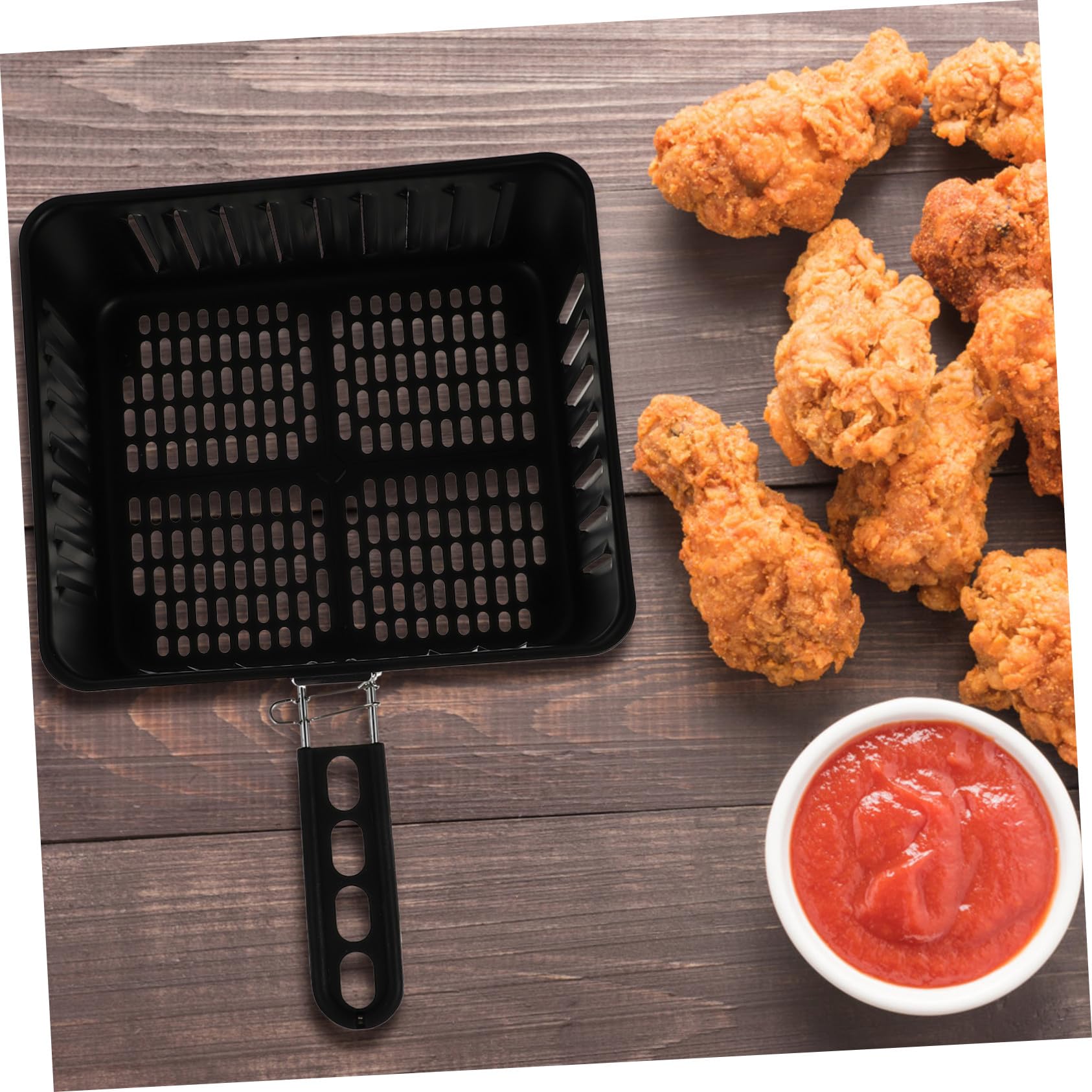 Cesta de freidora eléctrica resistente con asa, accesorio de freidora de aire de alta calidad para una cocina saludable, ideal para la cocina del hogar, perfecta para alimentos fritos crujientes