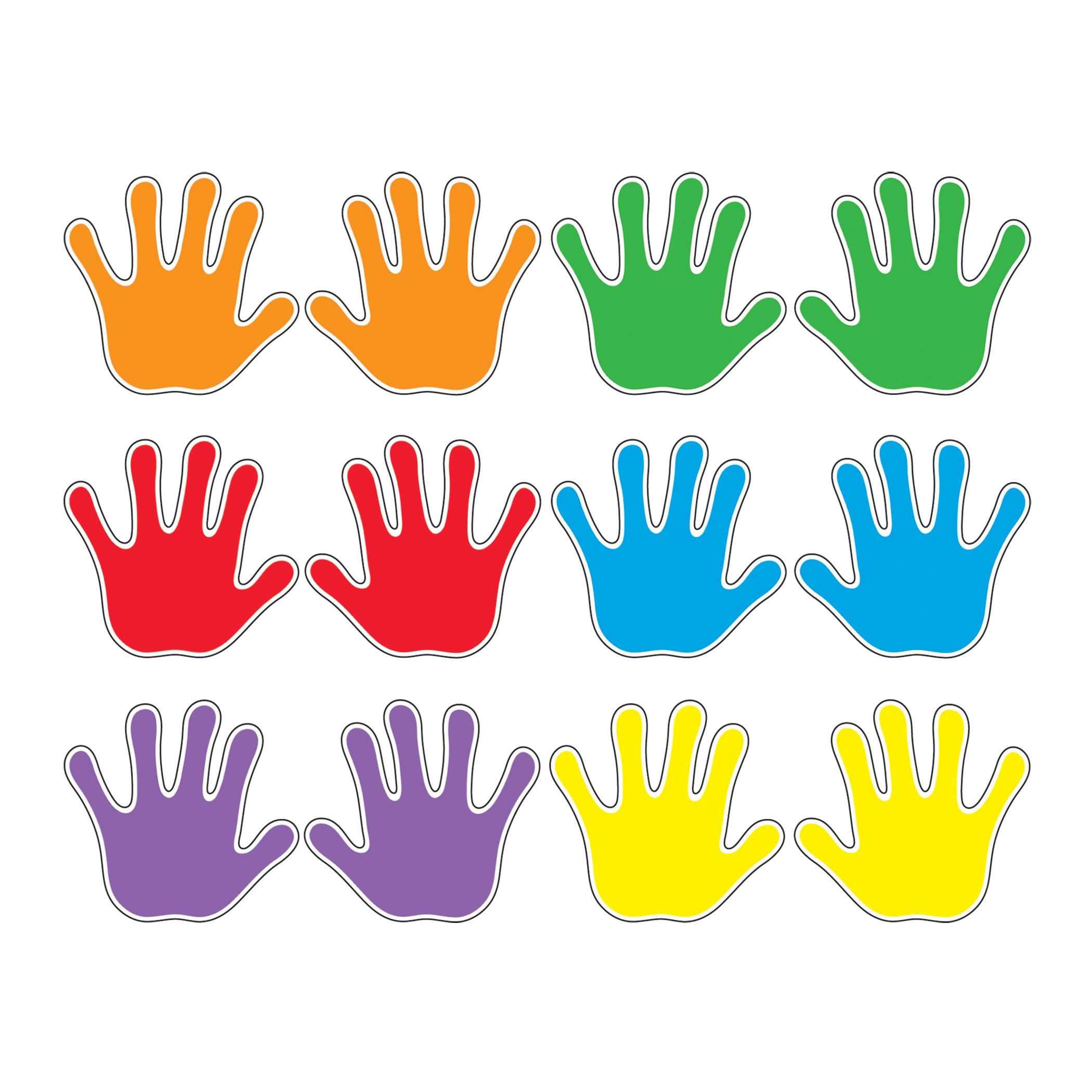 Trend Handprints Classic Accents Variety Pack, Classroom Bulletin Board Cut Outs, 5-1/2 to 6 Inches, 36 Count