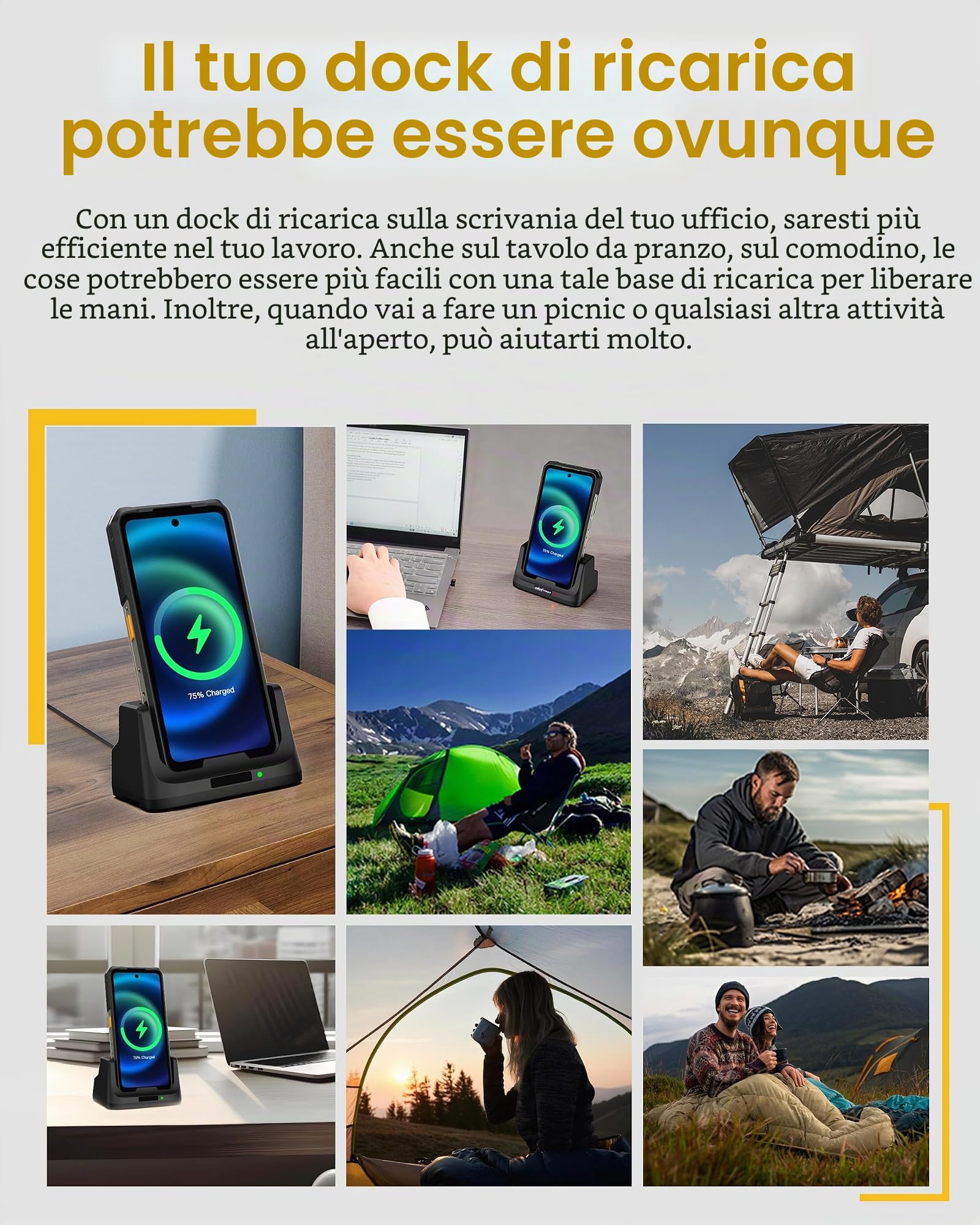 Ulefone Armor 26 Ultra Stazione di Ricarica da Tavolo per Telefono Cellulare da Esterno, Caricabatterie Wireless da 33 W per Smartphone