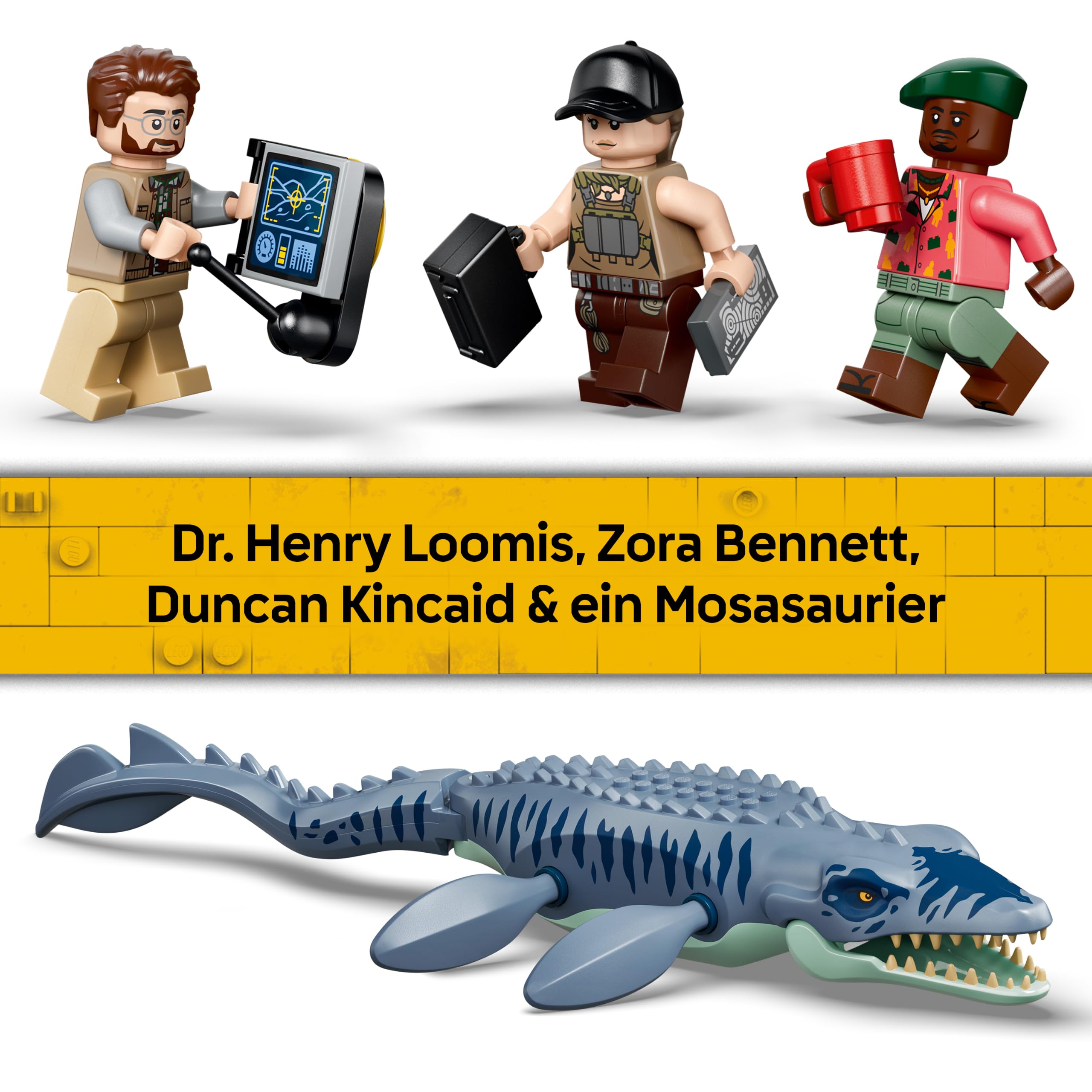 LEGO Jurassic World Mosasaurier-Angriff auf das Boot - Bauspielzeug - Spielset für Rollenspiele mit 3 Minifiguren und Einer Dino-Figur - Geschenkidee für Kinder ab 7 Jahren - 77983