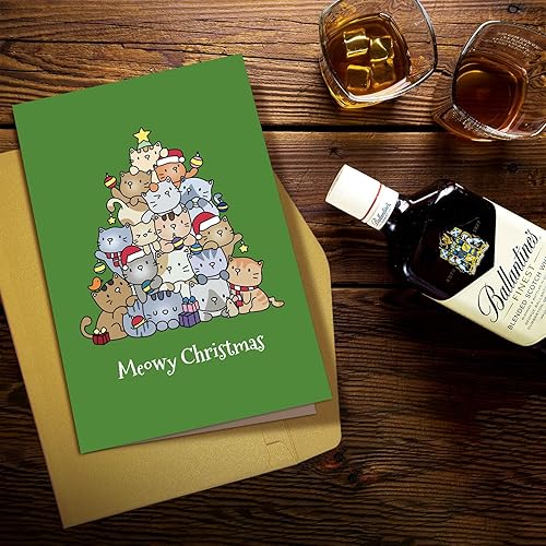 Miniatura 6 de Supoeguk Divertida tarjeta de Navidad para amigos, linda tarjeta de Navidad de gatos para él y ella, tarjeta de feliz día festivo para hombres y