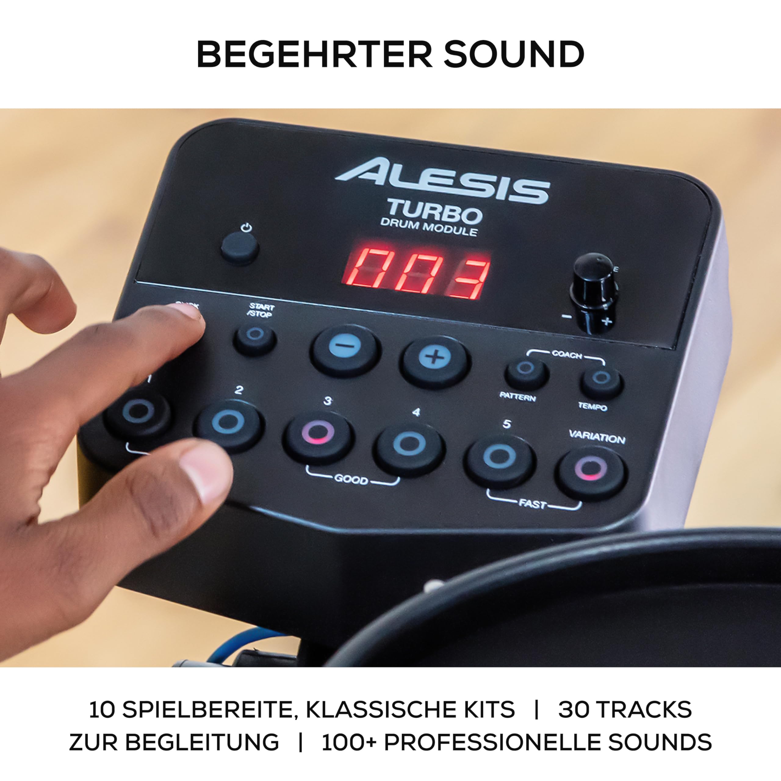 Alesis Turbo Mesh Kit - E Schlagzeug Elektronisch mit Mesh-Heads, Drumsticks, Drum Key, über 100 Sounds und 30 Play-Along-Tracks