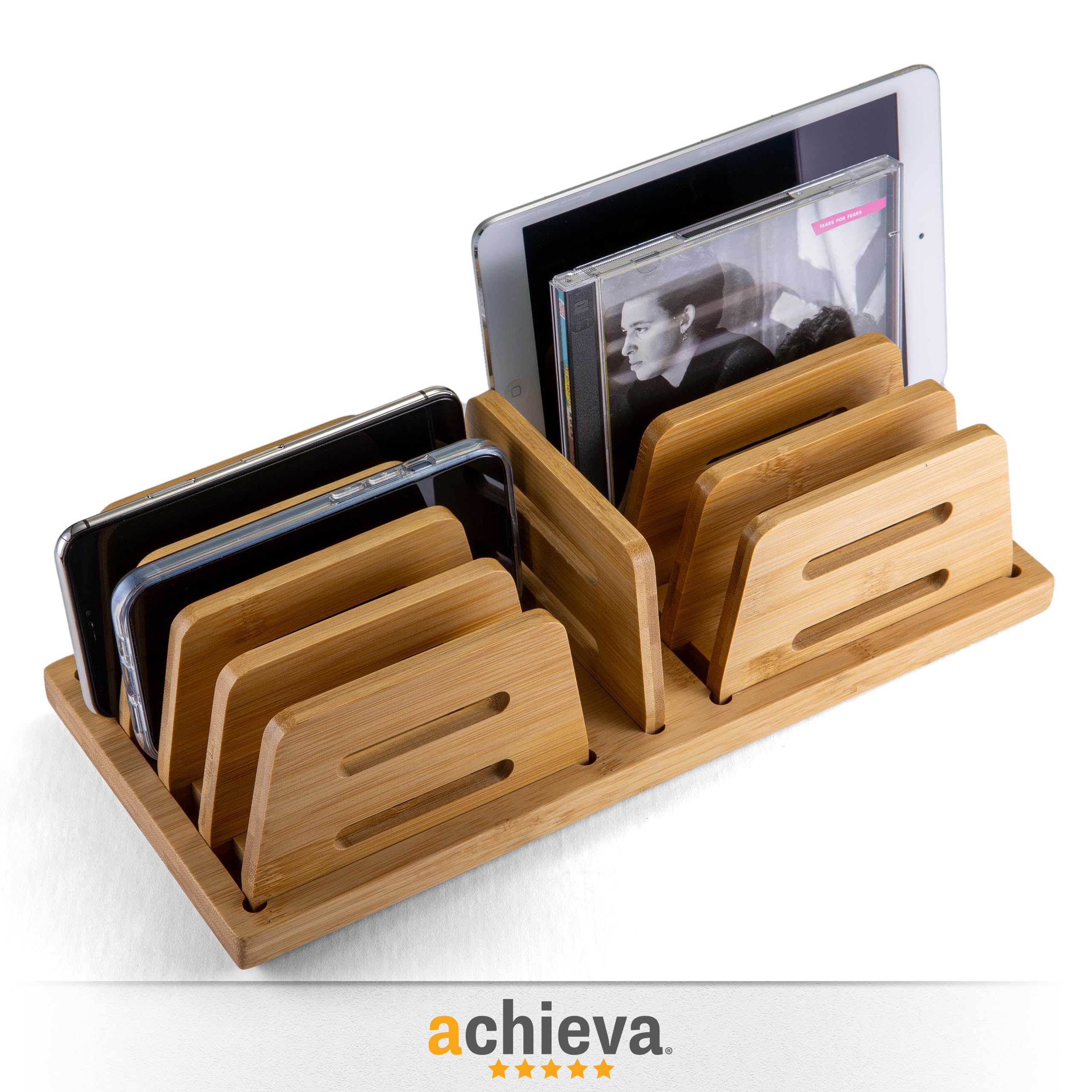 Achieva Clasificador de archivos ajustable pequeño de bambú (71003)