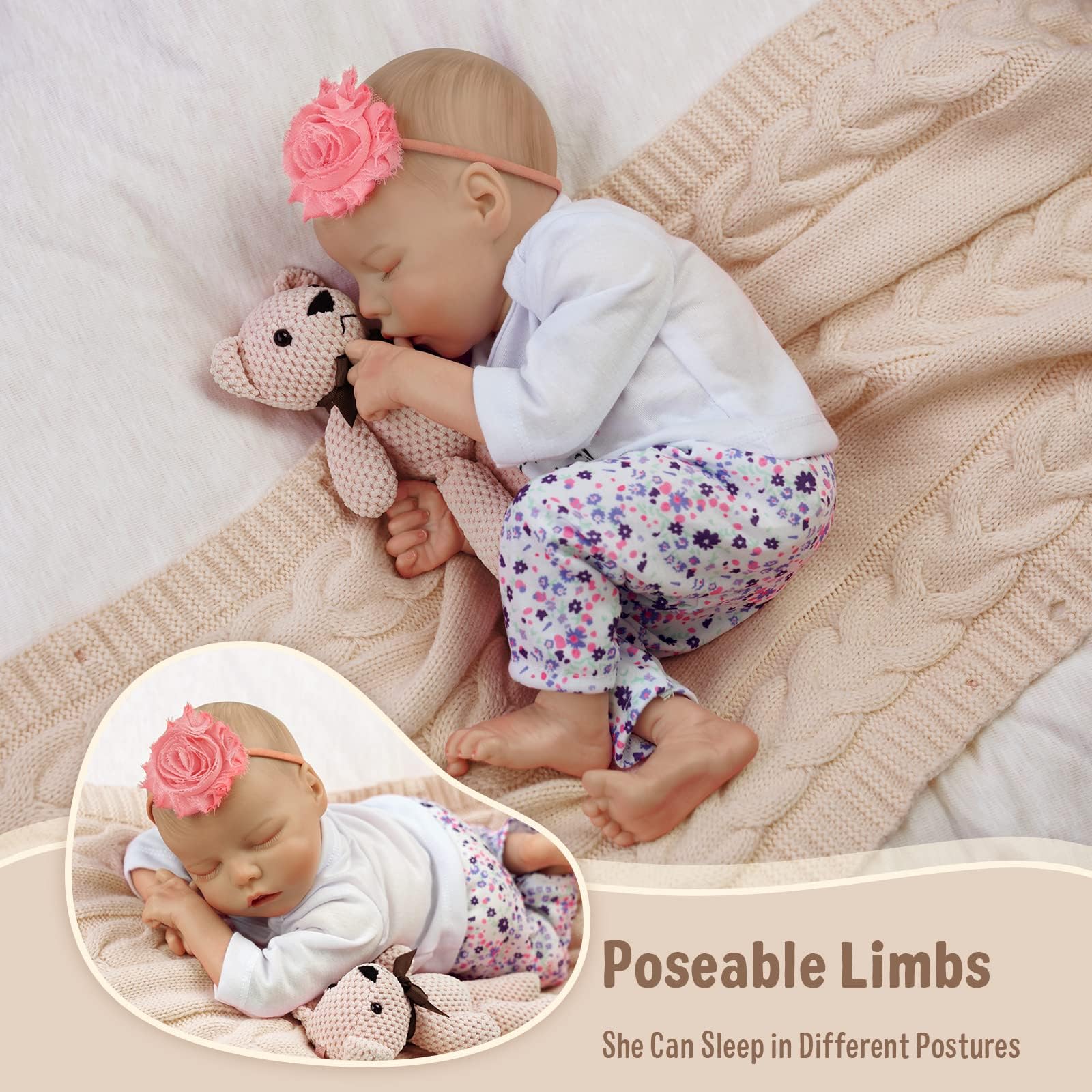 JIZHI Reborn-Baby Dolls 17 Inch Reborn Dolls Realistic Newborn Baby Dolls Soft Body Poseable Full Vinyl Body Girl Like a Lifelike Baby with Feeding Kit Gift Box for Kids - Image 2