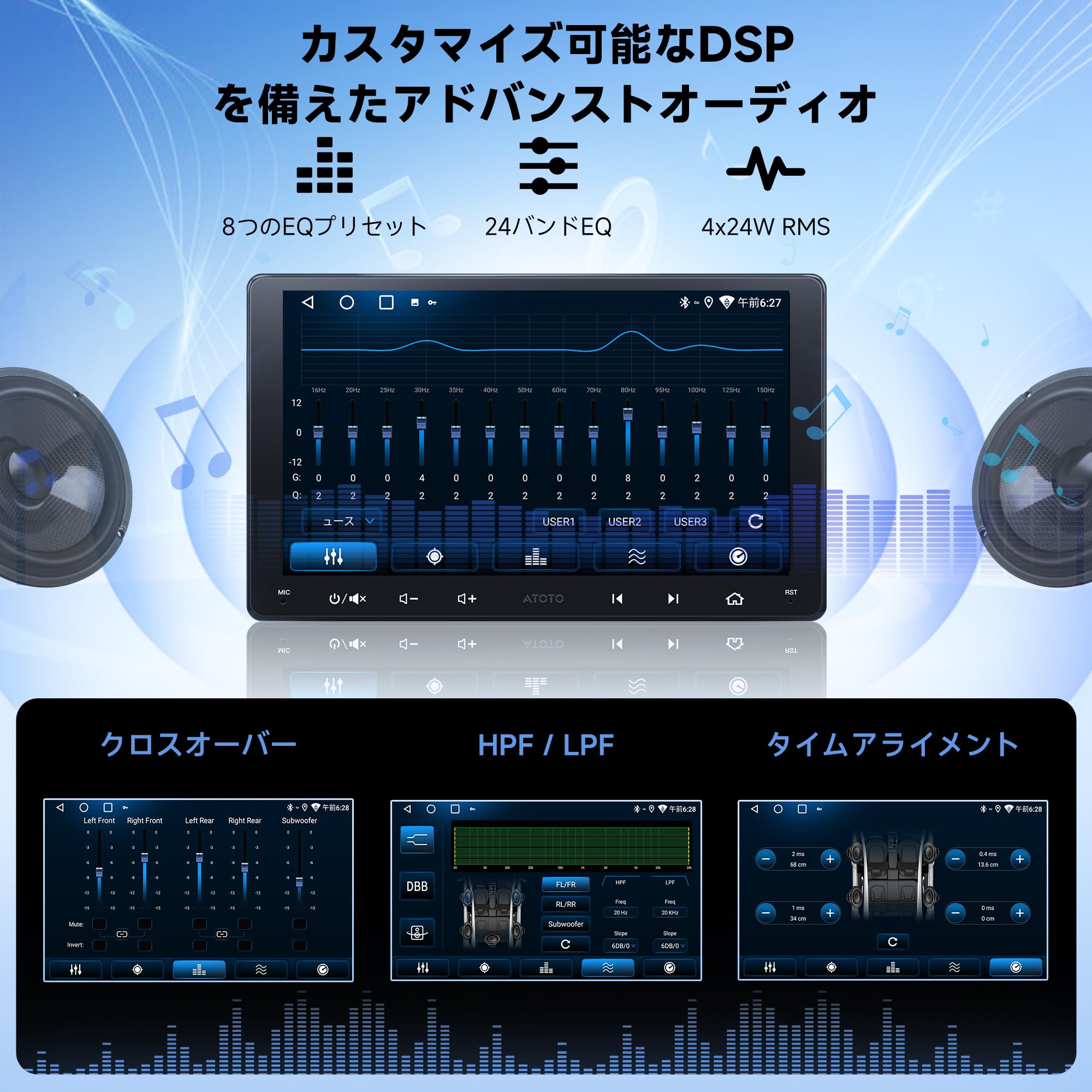 Amazon.co.jp: ATOTOEXCEL A5L 9インチ 2DINディスプレイオーディオ 大 