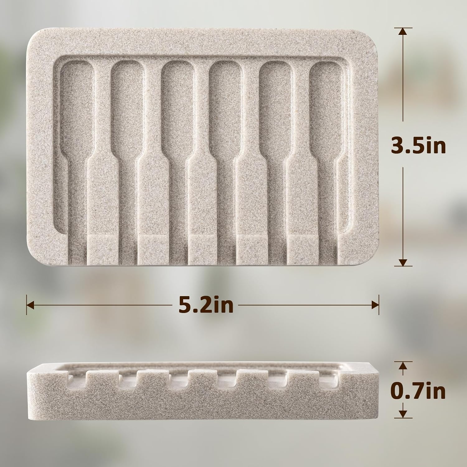 2 Pack Beige Self Draining Soap Dish Bar Soap Holder Sponge Tray for Bathroom Kitchen Sink Countertop