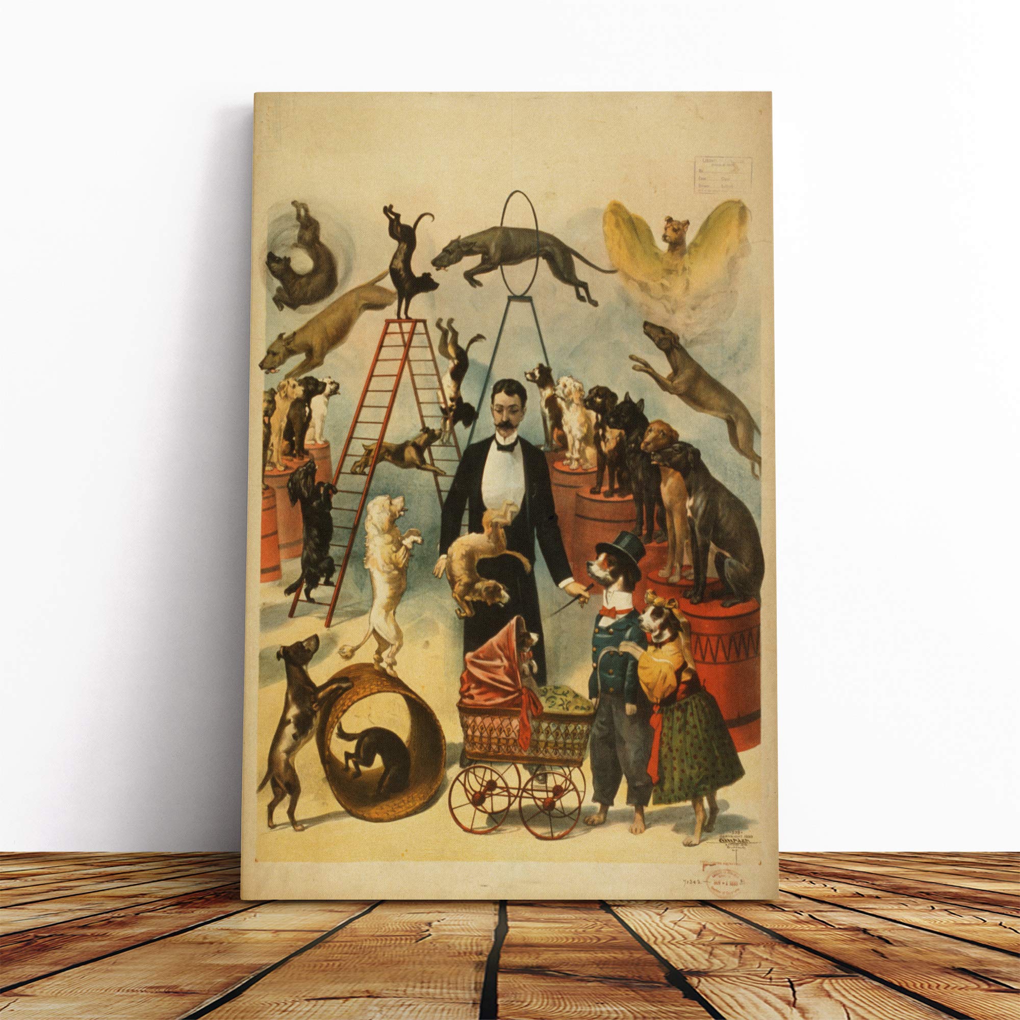 Circus Poster (10) Canvas Print | Gallery Wrapped 30mm Frame Wall Art | 24x16 inches | Ready to Hang | Retro Picture | Living Room Bedroom Lounge Office