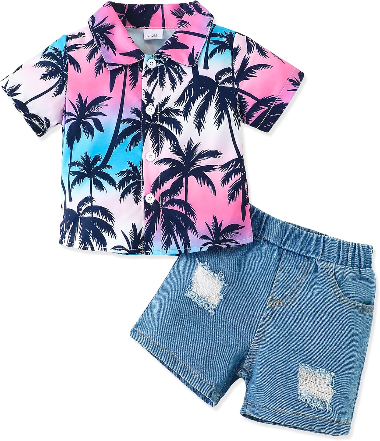 (12-18 Months) NZRVAWS Toddler Baby Boy Summer Clothes 2Pcs Shorts Set Sleeveless Tank Tops Hawaiian T-Shirt Cute Boys Clothing Set 18-24 Months Sunset Glow