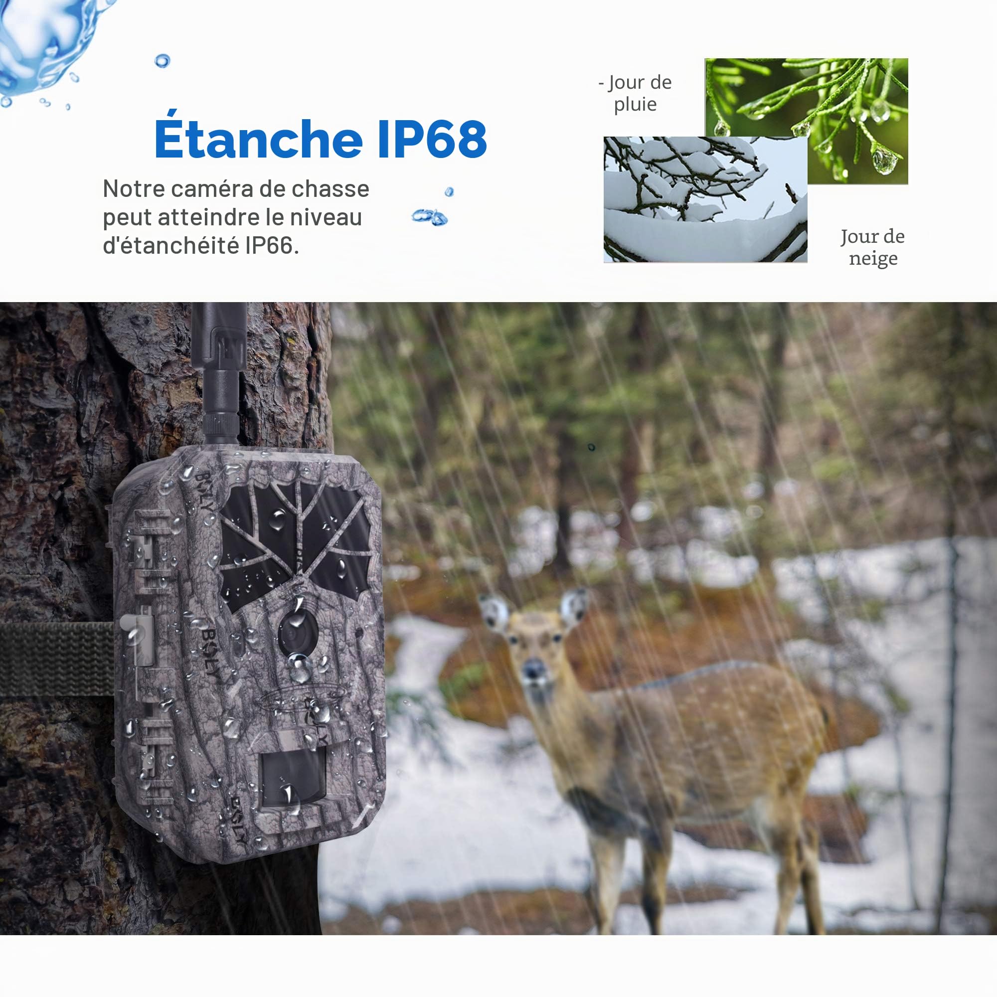 Bolyguard Caméra de Chasse HD 940nm IR LED, caméra Sauvage 36mp 4G, Camouflage modèle Hors Route caméra de Jeu de Surveillance de sécurité extérieure de Reconnaissance GPS molnus