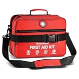 Professional 435 Pieces Large First Aid Kit - Includes Compressed Gauze - Compartments Emergency Medical Kit for Home&comma; Camping&comma; Backpacking&comma; Travel&comma; Boat&comma; Car&comma;Outdoors &lpar;Red&rpar;
