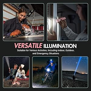 WdtPro Rechargeable Flashlights High Lumens, 1 Pack 10H Long Lasting Super Bright EDC Flashlights, LED Mini Tactical Flash Lights for Camping Emergency, Drop & Water Resistant Pink(Battery Included)